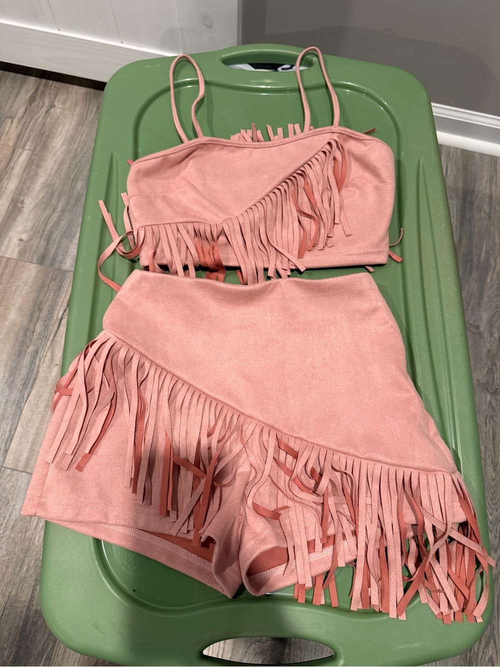 SHEIN Pink Fringe Two-Piece Jumpsuit Romper Set